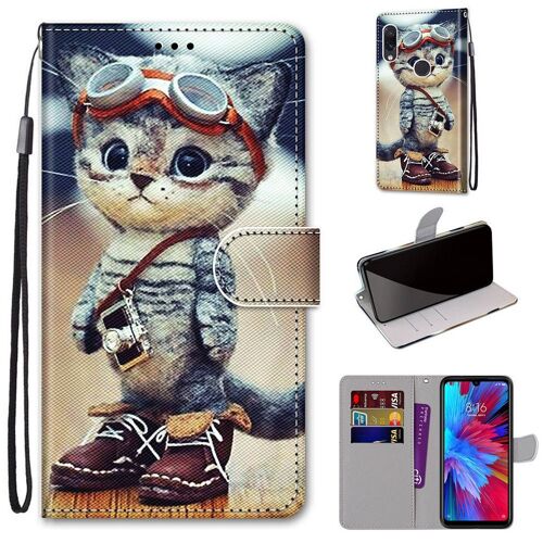 Xiaomi Redmi Note 7 Coque, Saturcase Beau Pu Cuir Magnétique Flip Portefeuille Support Porte-Carte Dragonne Protecteur Coque Housse Étui Pour Xiaomi Redmi Note 7 (Dh-15)
