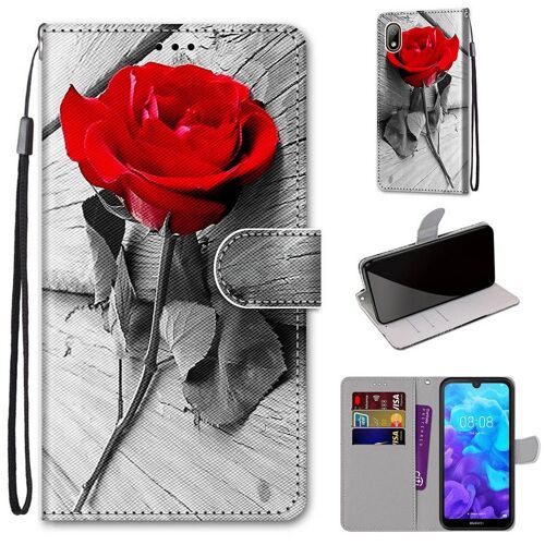 Huawei Y5 2019 Coque, Saturcase Beau Pu Cuir Magnétique Flip Portefeuille Support Porte-Carte Dragonne Protecteur Coque Housse Étui Pour Huawei Y5 2019 (Dh-10)