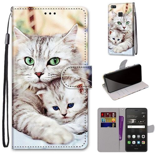 Huawei P9 Lite Coque, Saturcase Beau Pu Cuir Magnétique Flip Portefeuille Support Porte-Carte Dragonne Protecteur Coque Housse Étui Pour Huawei P9 Lite (Dh-11)