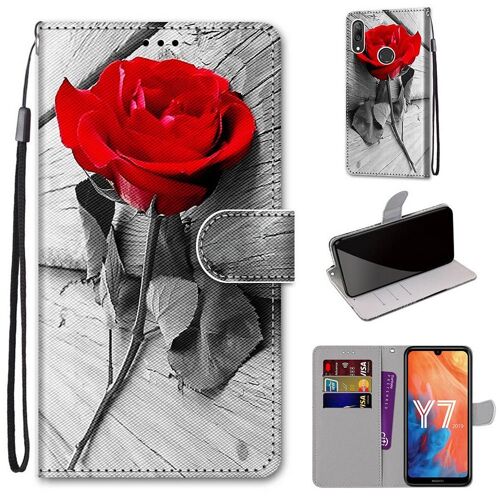 Huawei Y7 2019 Coque, Saturcase Beau Pu Cuir Magnétique Flip Portefeuille Support Porte-Carte Dragonne Protecteur Coque Housse Étui Pour Huawei Y7 2019 / Y7 Prime 2019 (Dh-10)