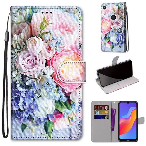 Huawei Y6 2019 / Honor 8a Coque, Saturcase Beau Pu Cuir Magnétique Flip Portefeuille Support Porte-Carte Dragonne Protecteur Coque Housse Étui Pour Huawei Y6 2019 / Honor 8a (Dh-7)