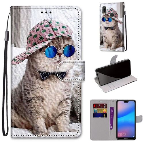 Huawei P20 Lite Coque, Saturcase Beau Pu Cuir Magnétique Flip Portefeuille Support Porte-Carte Dragonne Protecteur Coque Housse Étui Pour Huawei P20 Lite (Dh-4)