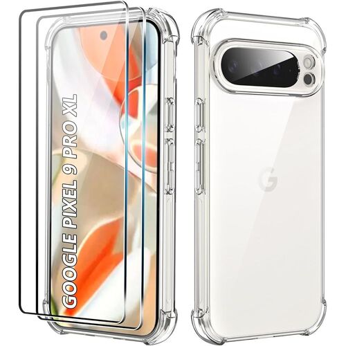 Coque Et 2 Verres Trempés Pour Google Pixel 9 Pro Xl - Silicone Antichoc Transparent Slim Coins Renforcés - E.F.Connection