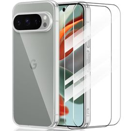 Coque + 2 Verres Trempés Pour Google Pixel 9 Pro, Souple Protection Renforcée Antichoc Silicone Transparent - E.F.Connection
