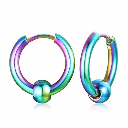 Boucles D'oreilles Huggie À Charnière De Couleurs Assorties Avec Perle Captive Septum Et Lèvre En Acier Inoxydable Pour Femmes Et Hommes