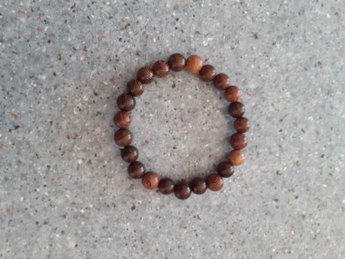 Bracelet En Perle Ronde En Bois Marron Femme