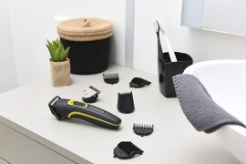 Tondeuse Multifonction 2 En 1 Barbe Cheveux Avec Ou Sans Fil Et 8 Accessoires Jaune Noir