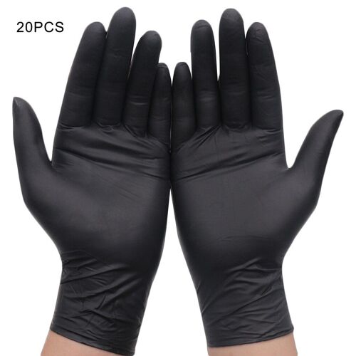 Gants Jetables Noirs Sans Latex, 20 Pièces, Sans Poudre, Mécaniques, Tatouage, Beauté, Soins Artistiques, Pour Le Corps, Pour La Maison