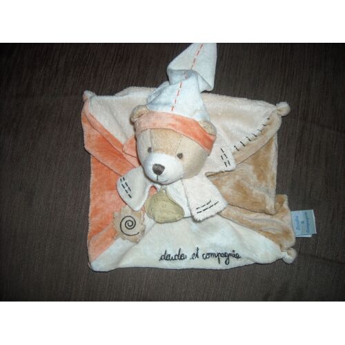 Doudou Plat Ours Orange/Ecru/Marron Doudou Et Compagnie