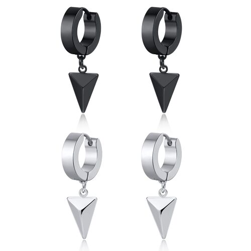 Boucles D'oreilles Huggie En Forme De Cône Triangulaire Pour Hommes, Rock Punk, Bijoux D'oreilles Géométriques En Acier Inoxydable, Cadeau Élégant