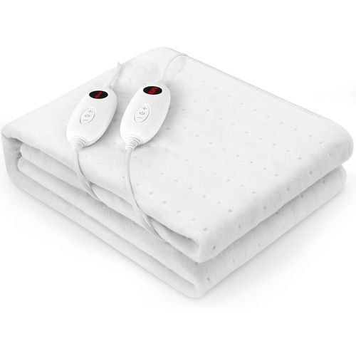 Surmatelas Chauffant 2 Places, 100W, 187x139 cm, 6 Température & 2 Télécommande, D'arrêt Automatique et Protection Contre la Surchauffe, Lavable en Machine