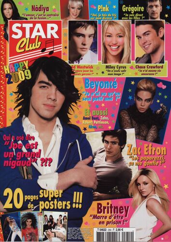 Star Club / 01-2009 N°254 : Zac Efron (2p) - Jonas Brothers (2p) - Britney Spears (2p)