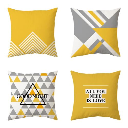 Lot De 4 Housses De Coussin Décoratives Géométriques Multicolore 50 X 50 Cm