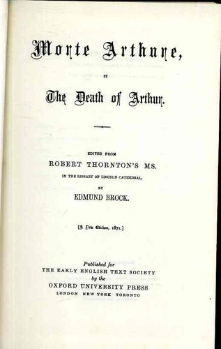 Morte Arthure Or The Death Of Arthur