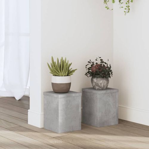 Vidaxl Supports Pour Plantes 2 Pcs Gris Béton Bois D'ingénierie