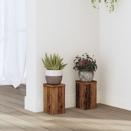 Vidaxl Supports Pour Plantes 2 Pcs Vieux Bois Bois D'ingénierie