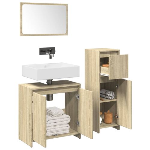 Vidaxl Ensemble De Meubles De Salle De Bain 3 Pcs Chêne Sonoma