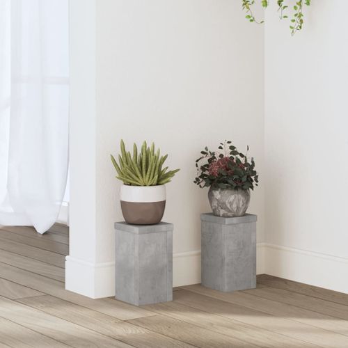 Vidaxl Supports Pour Plantes 2 Pcs Gris Béton Bois D'ingénierie
