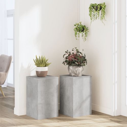Vidaxl Supports Pour Plantes 2 Pcs Gris Béton Bois D'ingénierie