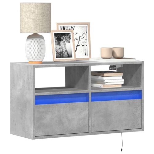 vidaXL Meuble TV mural avec lumières LED gris béton 80x31x45 cm