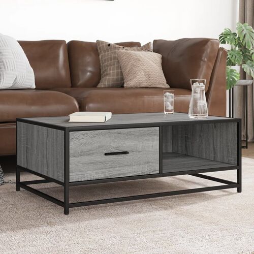 vidaXL Table basse sonoma gris 90x57x35 cm bois d'ingénierie et métal