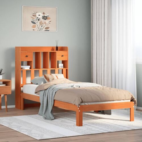 vidaXL Lit bibliothèque sans matelas cire marron 75x190 cm pin massif