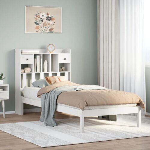 vidaXL Lit bibliothèque sans matelas blanc 75x190cm bois de pin massif
