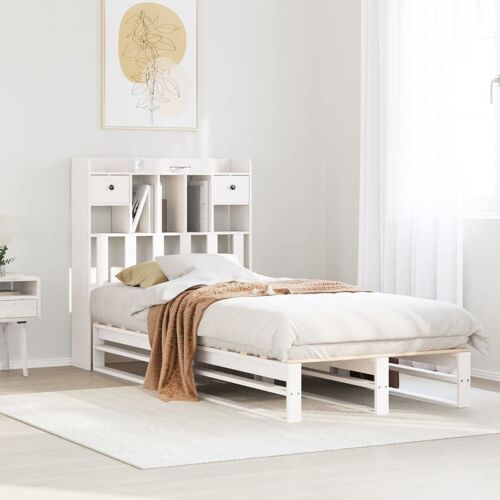 vidaXL Lit bibliothèque sans matelas blanc 75x190cm bois de pin massif