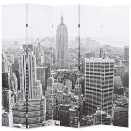 vidaXL Cloison de séparation pliable 200x170 cm New York Noir et blanc