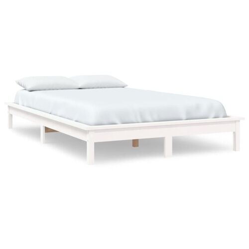 vidaXL Cadre de lit Blanc 180x200 cm Bois de pin massif Super King