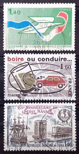 Sécurité Routière - Boire Ou Conduire 1,60 (N° 2159) + Centenaire Caisse Nationale D'epargne 1,40 Vert (N° 2165) + Ecole Navale 1,40 (N° 2170) Obl - France Année 1981 - Brn83 - N30600