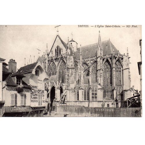 10 Troyes - Carte Ancienne "L'église Saint Urbain", Commerces De Vins, Couverture,...