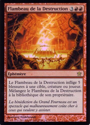 Carte Magic The Gathering Flambeau De La Destruction Rare Premium 5ème Aube Vf