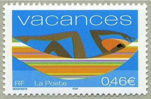 France 2002, Très Beau Timbre Neuf** Luxe Yvert 3493, Vacances, Jeune Femme Dans Un Hamac Coloré. -