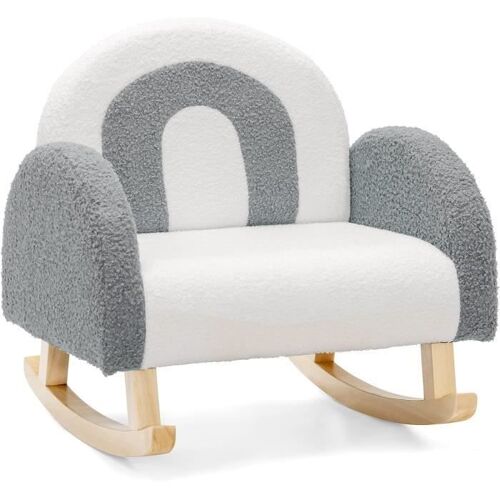 COSTWAY Canapé Enfant à Bascule en Peluche, Fauteuil Charge 50kg, Jolis Cadeaux pour Garçon Fille de 3-5 ans Gris