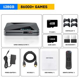 X2 Pro-128g-706w-4 - Super Console X2 Pro Game Box, Console De Jeu Vidéo Rétro, Tv Box, 100000 Jeux Vidéo Pour Psp, Ps1, Sega Saturn, Dc, N64, Manette De Jeu