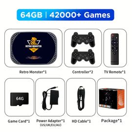 Rm-64 Go-706w-2 - Consoles De Jeux Vidéo Rétro Amlogic S905tage, Sega Saturn, Ps1, Psp, N64, Dc, Macloser, Plus De 48000 Jeux, Boîte De Jeux Vidéo Avec Plus De 70 Émulateurs