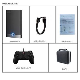 Contrôleur Câblé - Disque Dur Externe Hdd Portable Pour Jeu Vidéo Rétro, 500 Go, Compatible Avec Windows, Ps2, Psp, Ps1, Sega Saturn, Wii, Wiiu, 60000