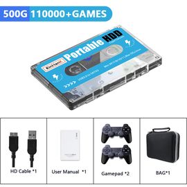 Kit2 - Disque Dur Externe Hdd Portable, 500 Go, 111000 Jeux Rétro, Compatible Avec Sega Saturn, Mame, Dc, Windows, Mac