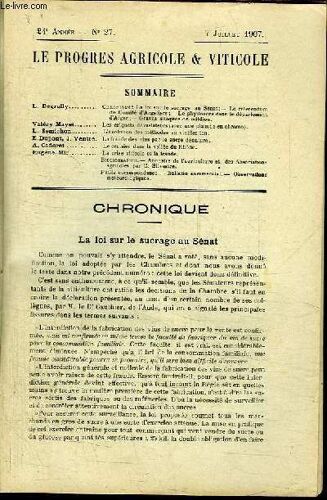 Le Progrès Agricole Et Viticole, N°27 - 24ème Année : Les Criquets Dévastateurs (Sans La Planche) - Le Cerisier Dans La Vallée Du Rhône - La Fraude Des Vins Par Le Sucre Dénaturé ...