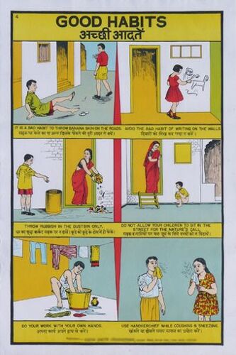 Affiche Scolaire Inde "Good Habits"