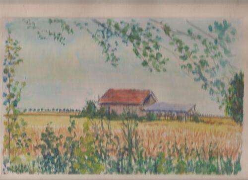 Aquarelle Didier George 29 7 1975 La Petite Maison  Abandonnée En Champagne