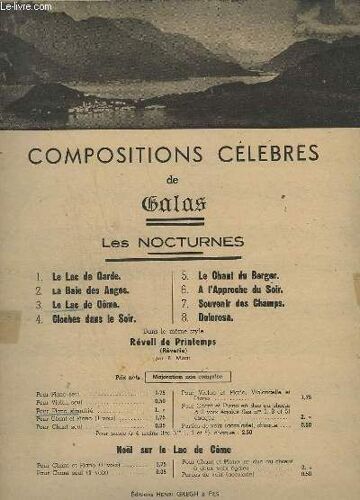 Les Nocturnes - N° 3 : Le Lac De Come - Pour Piano Simplifie.