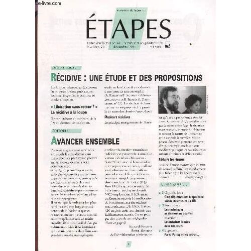 Etapes - N°23 - Decembre 1994 / Recidive : Une Etude Et Des Propositions - Avancer Ensemble / Les Missions Locales Dans Nos Murs Etc...