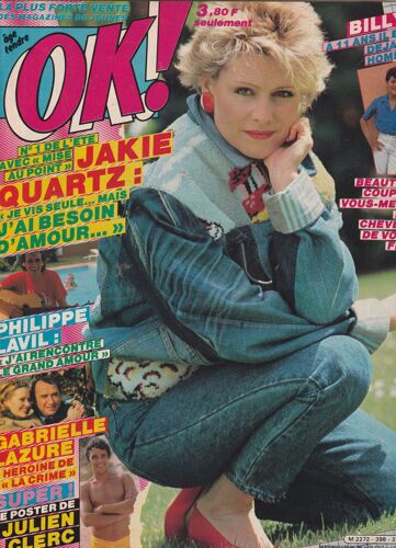 Jakie Quartz 1p/ Natalie Kaufmann 1/2p/ Cassie 1/2p/ Jean Luc Lahaye 1p/ Gabrielle Lazure 1p/ Julien Clerc Poster / Billy 1p/ Philippe Lavil 1p/ Articles Photos Herve Vilard , Sophie Marceau 398