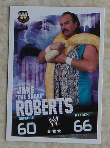 Carte Wwe Slam Attax Evolution 2009 : Jake The Snake Roberts - Legends - Défense 60 Attaque 66 - 3 Étoiles