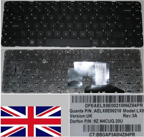 Clavier Qwerty UK Pour HP Pavilion DV6-3000, DV6-3100, DV6-3200 Series, Noir / Black, Model: LX8, AELX8E00210, P/N: 9Z.N4CUQ.20U