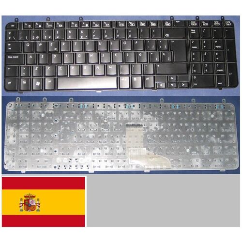 Clavier Qwerty Espagnol / Spanish Pour HP PAVILION DV7 DV7-1000 Series, Noir Brillant / Black Glossy