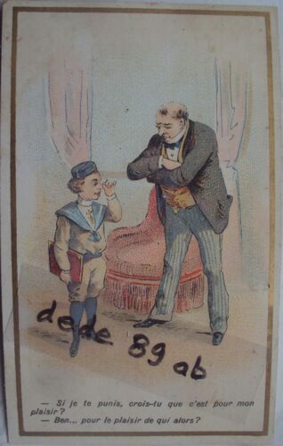 Image Ancienne : Chromo 19ème . Série Humour. Épicerie A. Larrivé . Auxerre (10.50x6.50cm)