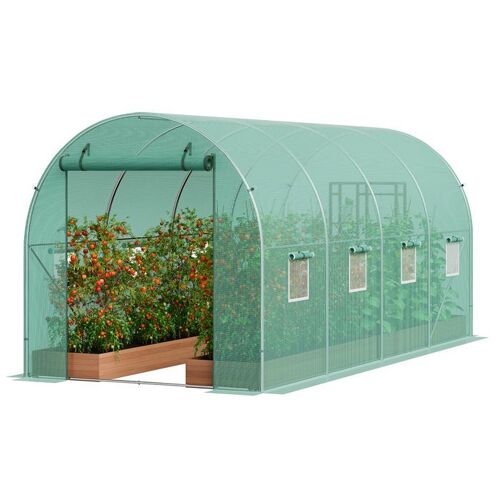 Serre Tunnel Jardin-Vevor-445x194x192 Cm-Tente Abri Plantes Avec Cadre En Acier Galvanisé-Extérieur Cultiver Légumes Fleurs